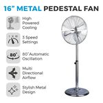 Tower 16" Metal Pedestal Fan Chrome